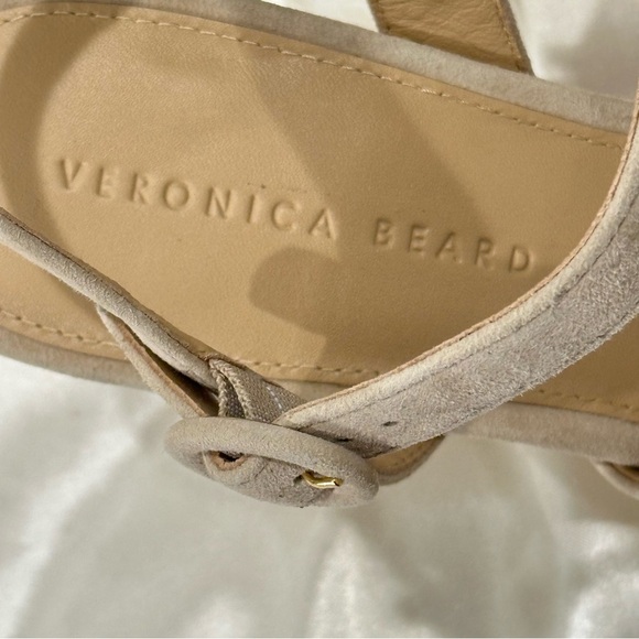 Veronica Beard Lucille Heels Suede Platform Cork Heel Sandals Tan Size 11 New - Picture 11 of 15